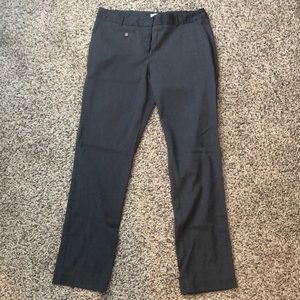Charcoal slacks. Ankle length